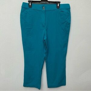 Chico's Bright Blue Cropped Ankle Button Close Pants Size 2 US L/12 Spring
